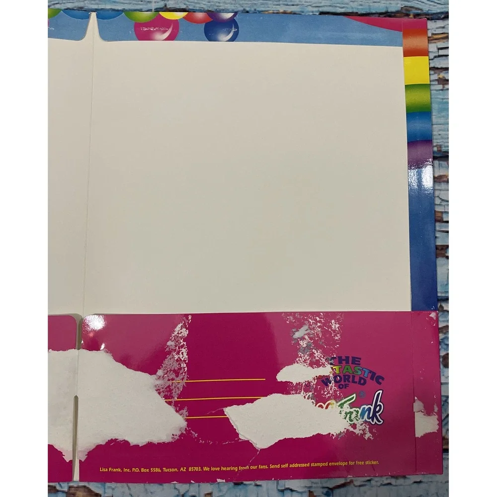 Rare Vintage 1990s LISA FRANK Folder Rainbow Unicorn With Bear